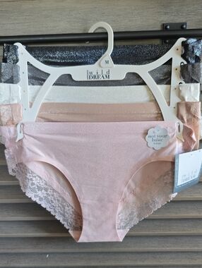 Rene Rofe Blush Pink Lace-Trim Bikini Panties